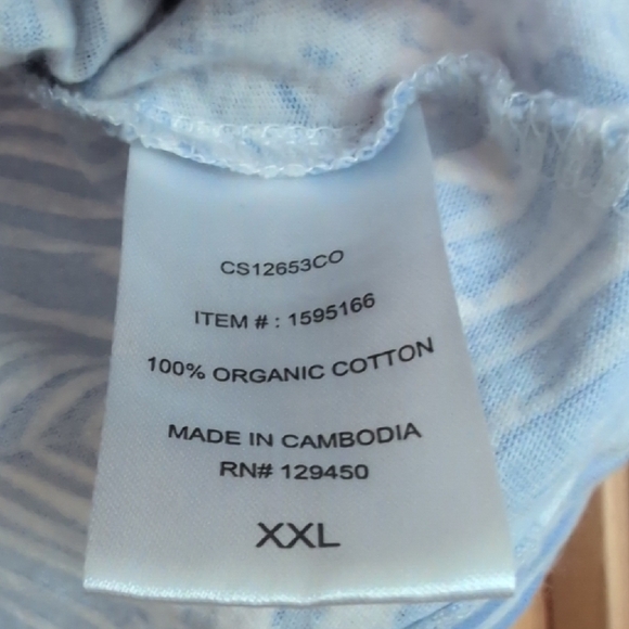 Blue Boxy Short Sleeve Tee with Tropical Print - Picture 3 of 5